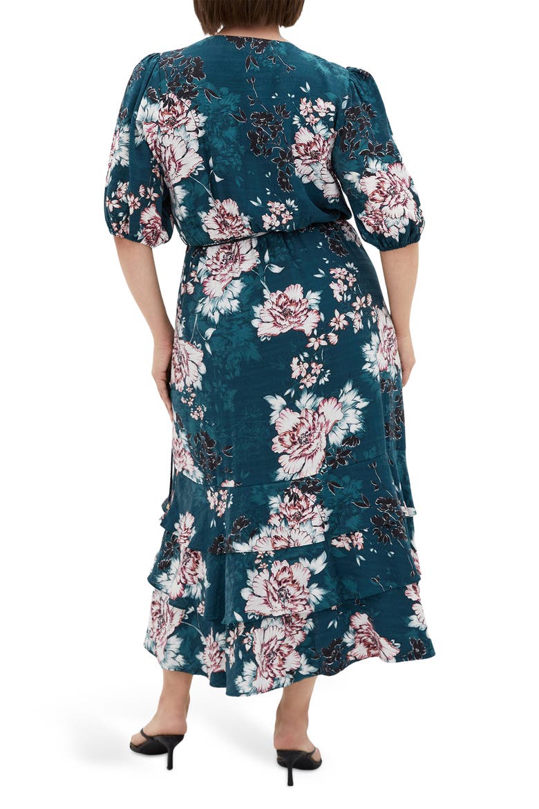 Bea Floral Midi Wrap Dress, Alternate, color, JADE BLOSSOM