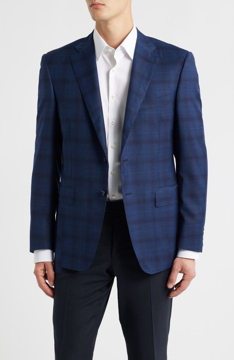 Canali Siena Regular Fit Navy Ombré Check Super 130s Wool Sport Coat, Main, color, Navy