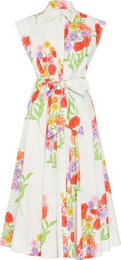 Milly Jules Paris Bouquet Belted Midi Dress