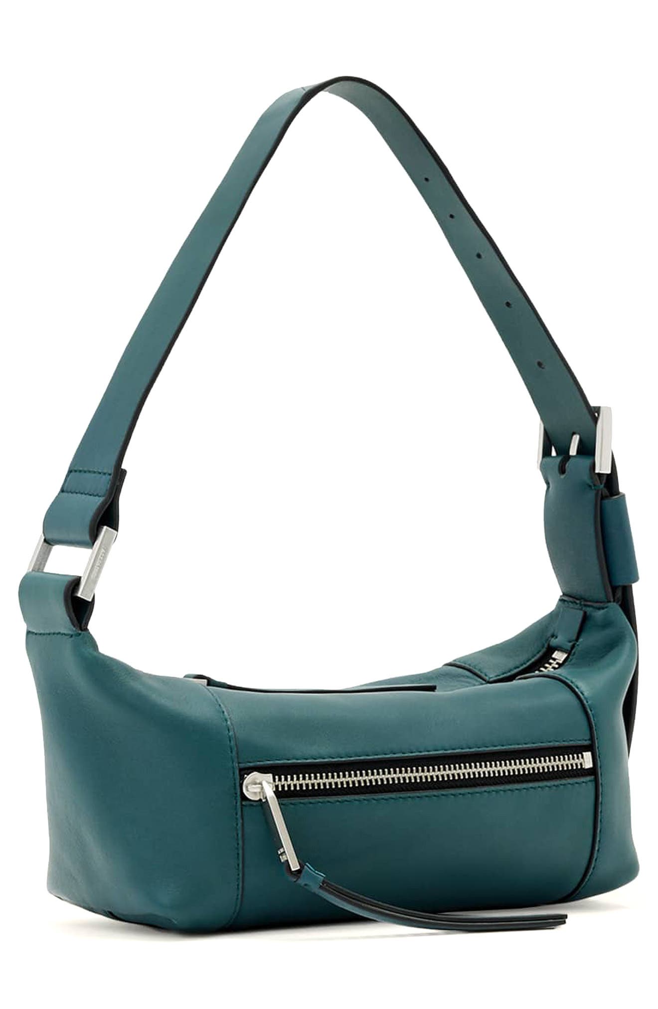 AllSaints Mini Vega Leather Shoulder Bag, Alternate, color, Emerald Green
