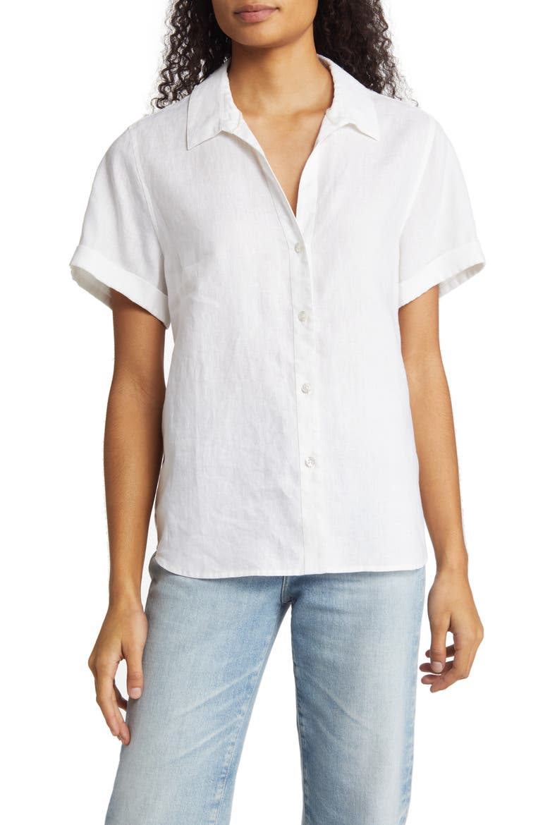 Costalina Linen Camp Shirt, Main, color, WHITE