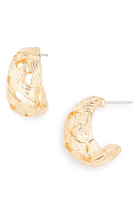 Woven Huggie Hoop Earrings