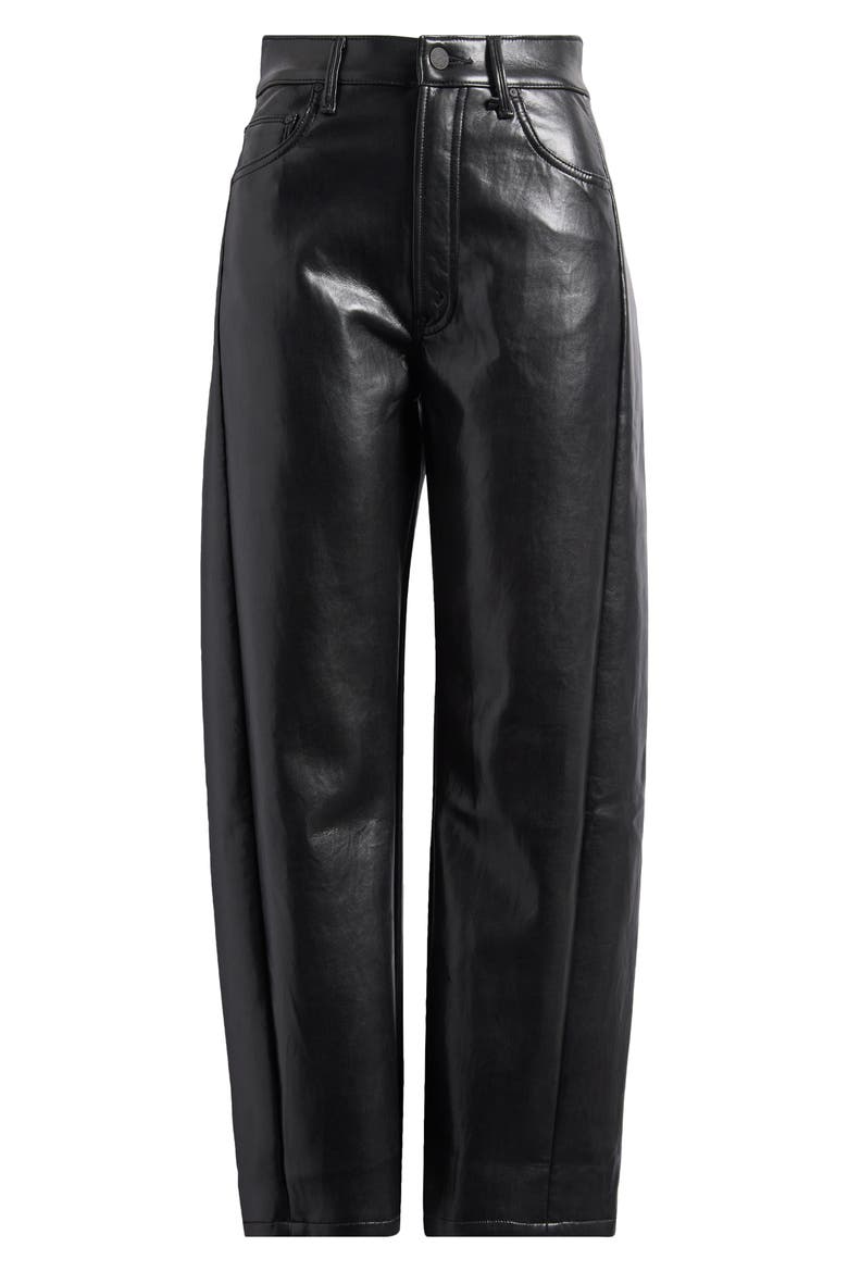 The Half Pipe Flood High Waist Coated Leather Pants, Alternate, color, BLACK