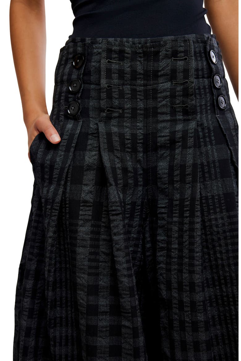 On the Move Plaid Cotton & Wool Blend Wide Leg Pants, Alternate, color, BLACK NAVY PLAID COM