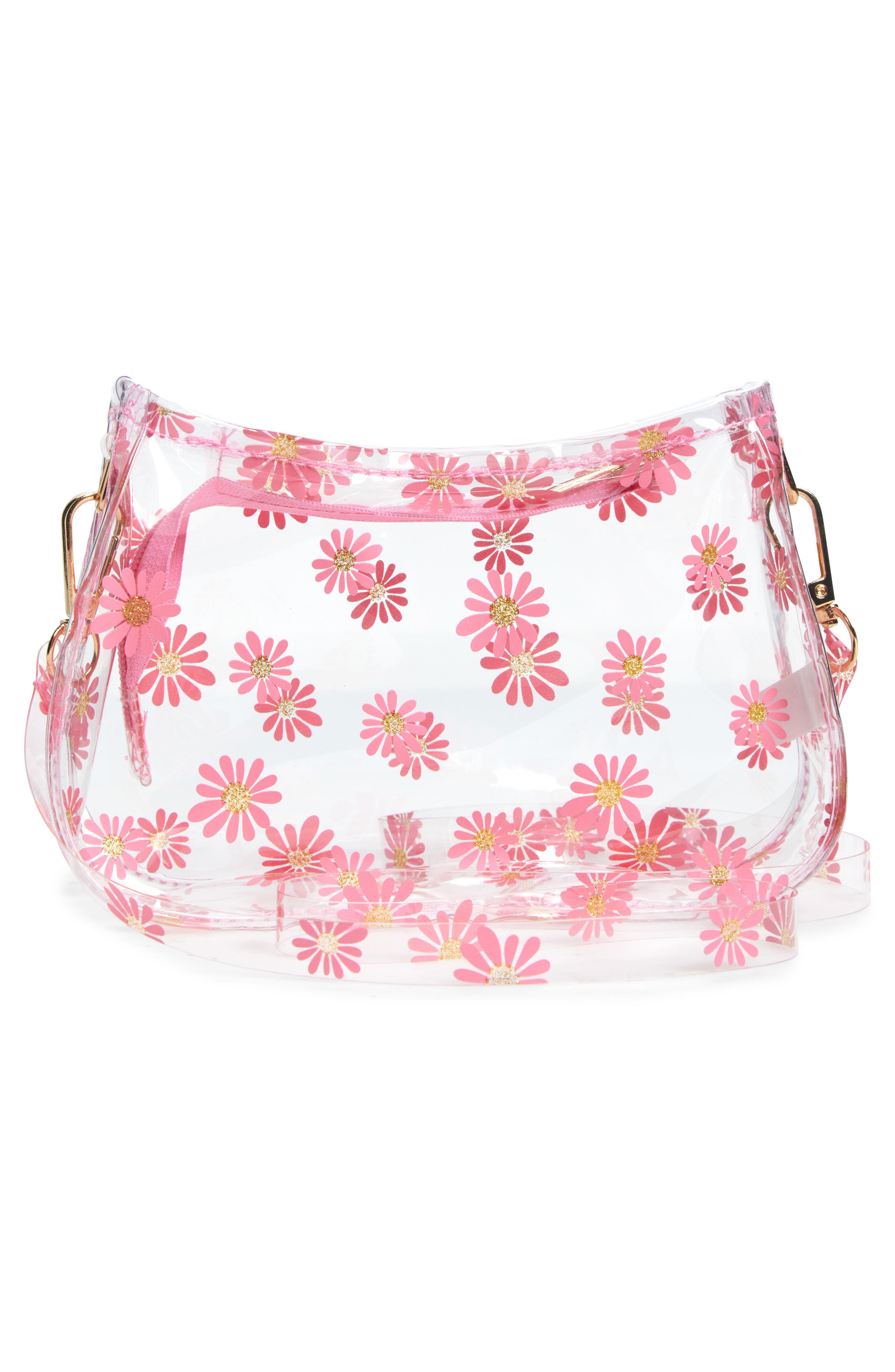 Capelli New York Kids' Daisy Print Clear Crossbody Bag, Alternate, color, Pink Combo