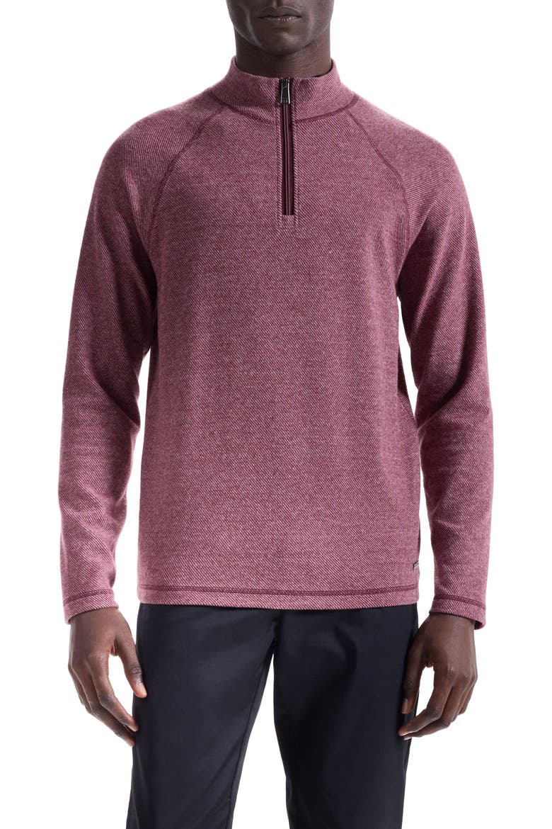 Brushed Cotton Blend Quarter Zip Pullover, Main, color, BURGUNDY