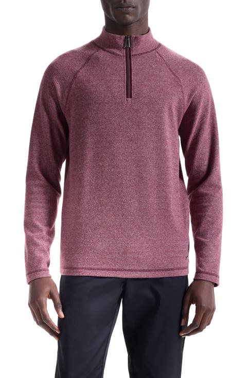 Brushed Cotton Blend Quarter Zip Pullover