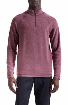 Bugatchi Brushed Cotton Blend Quarter Zip Pullover