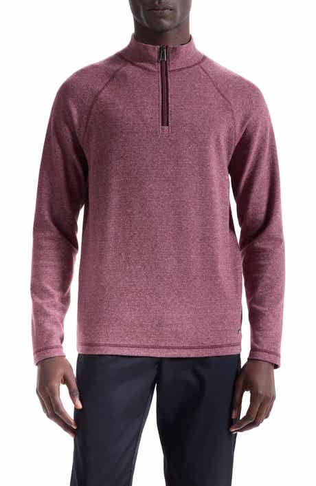 Bugatchi Brushed Cotton Blend Quarter Zip Pullover