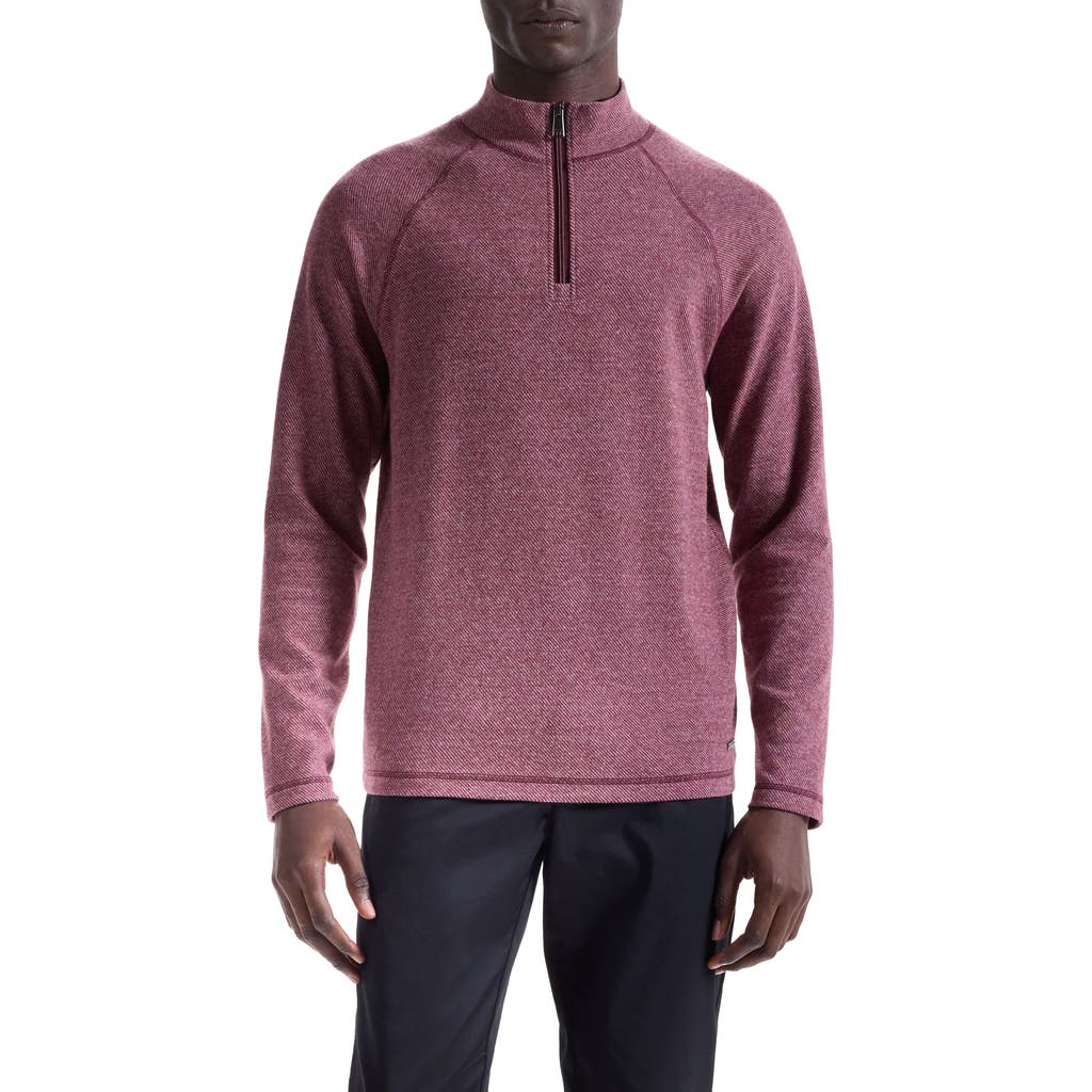 Bugatchi Brushed Cotton Blend Quarter Zip Pullover In Pink