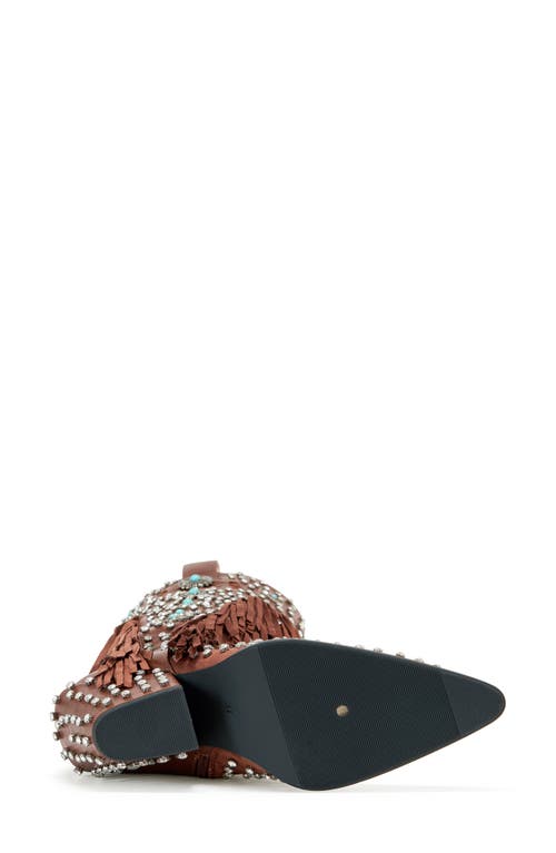 Azalea Wang Bennett Fringe Cowboy Boot In Brown