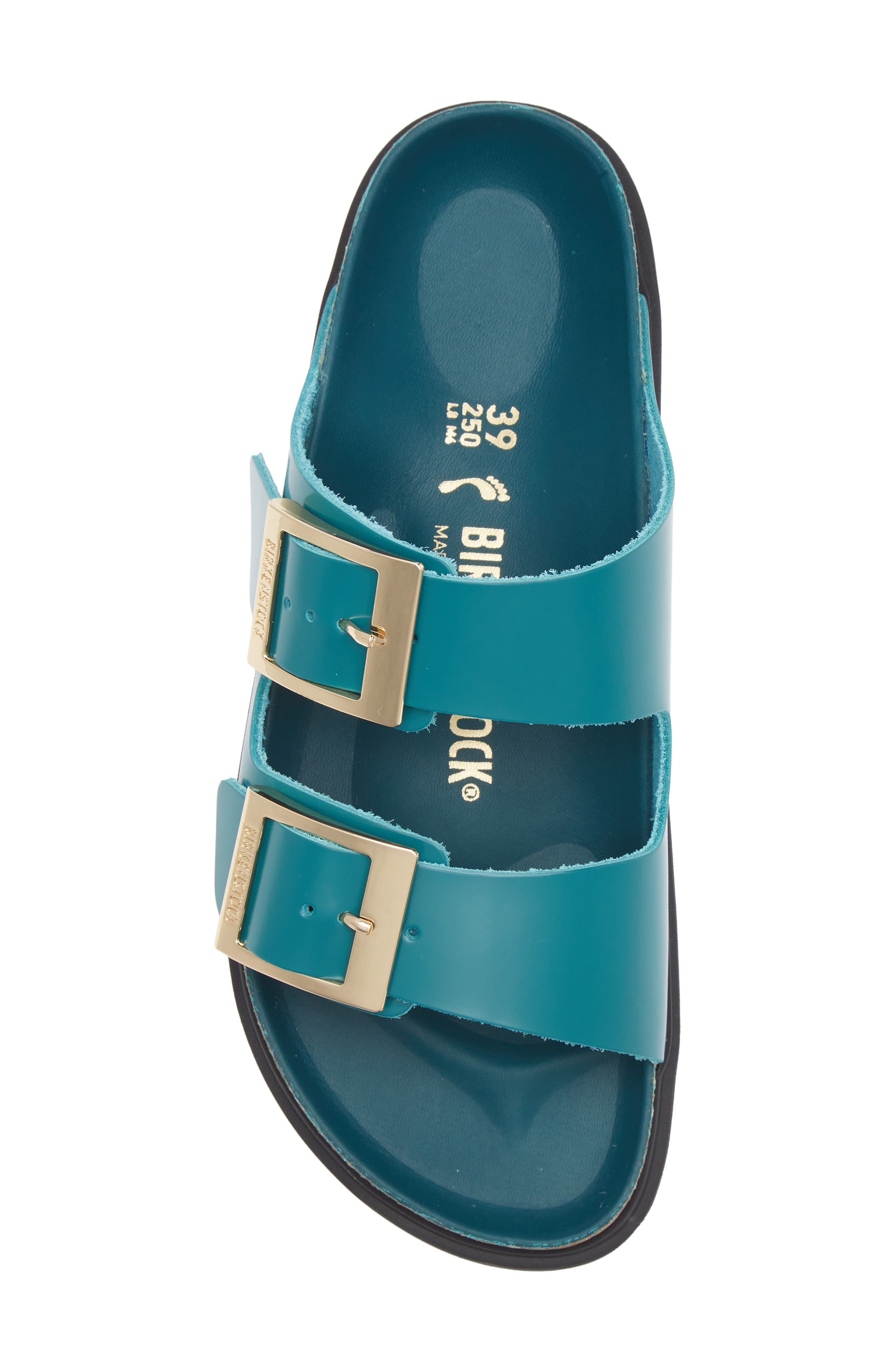 Arizona Droplet Buckle Slide Sandal, Alternate, color, HIGH SHINE DARK TEAL