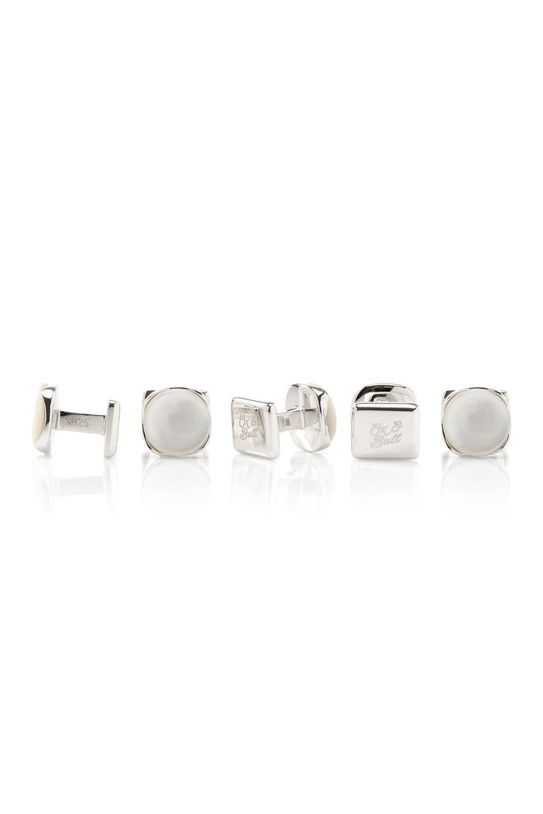 Classic Formal Mother-of-Pearl Shirt Studs & Cuff Links Set, Alternate, color, WHITE