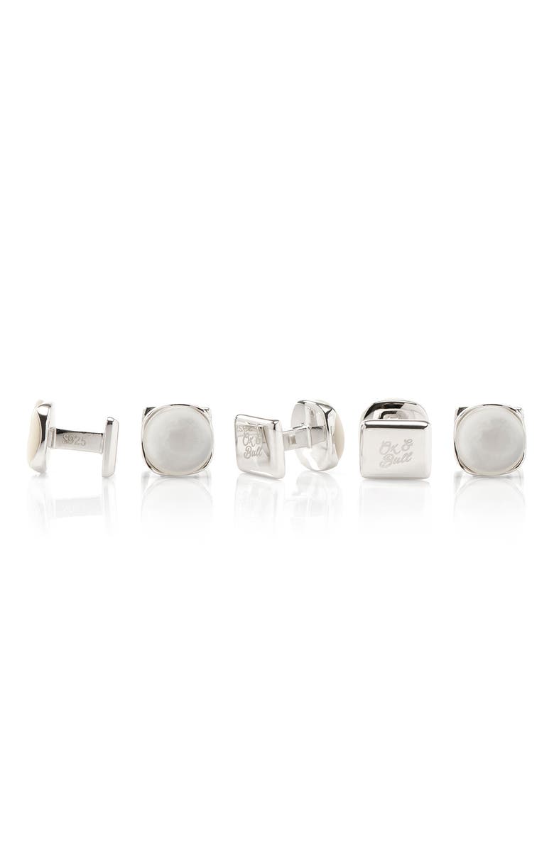Cufflinks, Inc. Classic Formal Mother-of-Pearl Shirt Studs & Cuff Links Set, Alternate, color, White