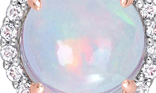 Delmar Blue Ethiopian Opal & Lab Grown White Sapphire Pendant Necklace In White