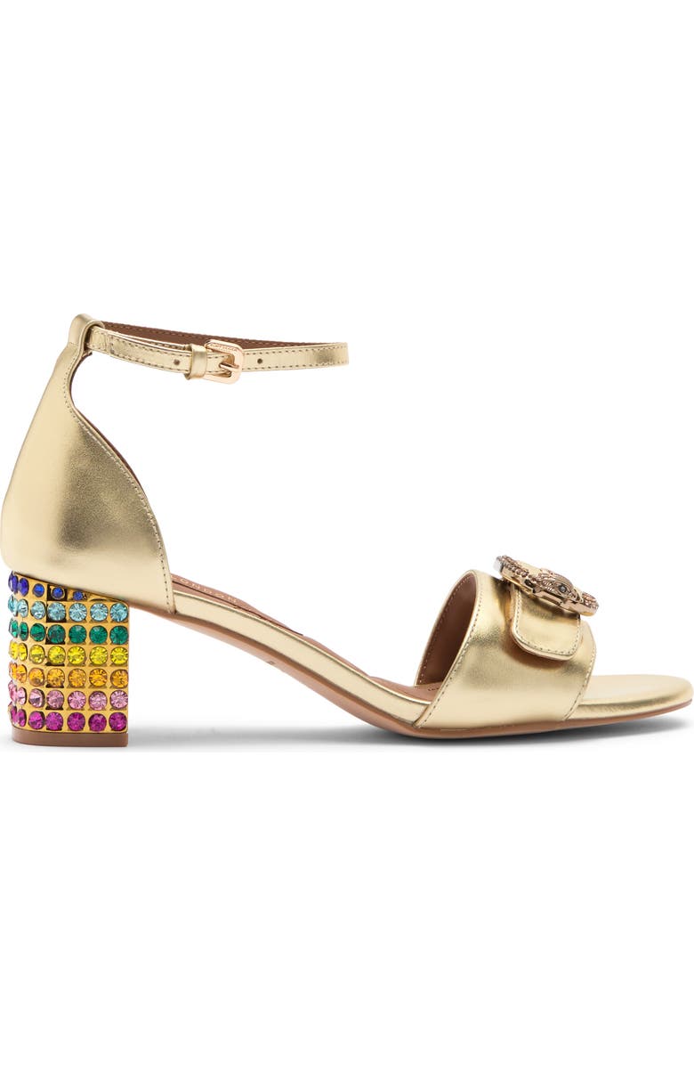 Kurt Geiger London Mayfair Eagle Block Heel Sandal, Alternate, color, Gold