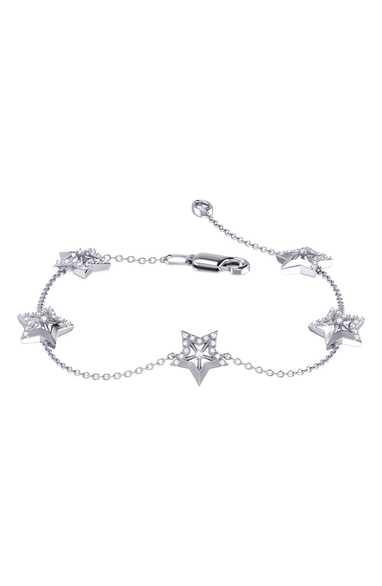 LuvMyJewelry Lucky Star Diamond Station Bracelet, Main, color,