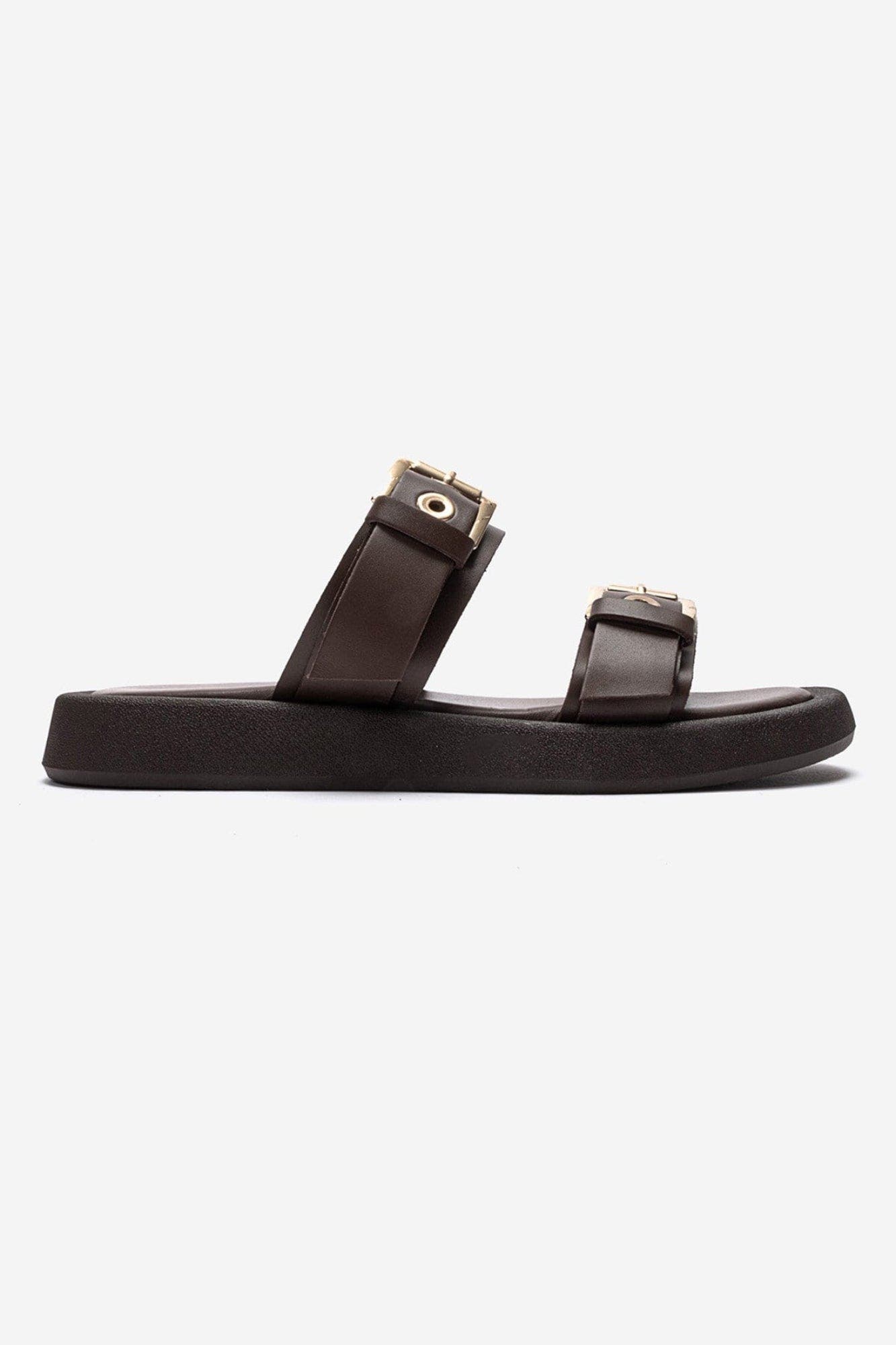 Dorel Leather Buckle Sandal, Alternate, color, Brown