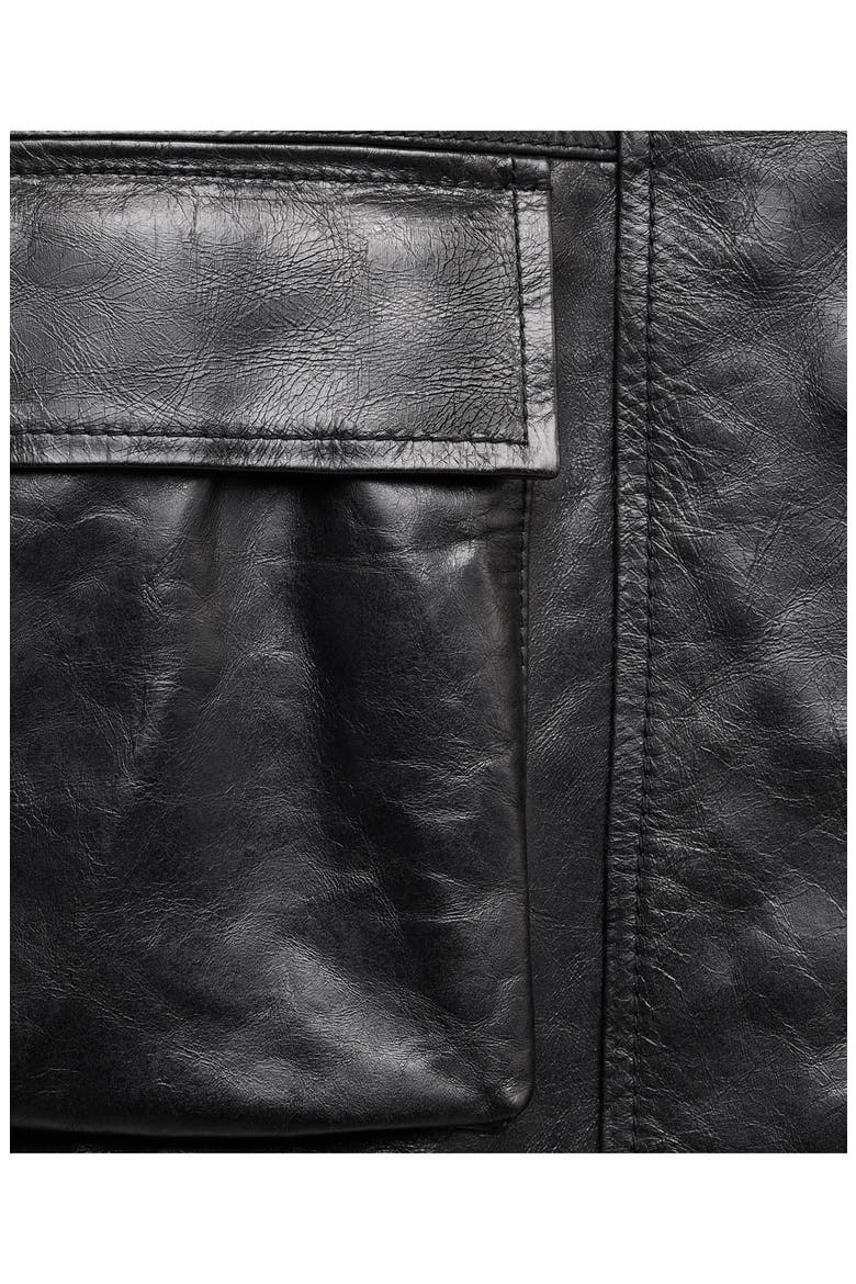 Oversized Leather Parka, Alternate, color, BLACK