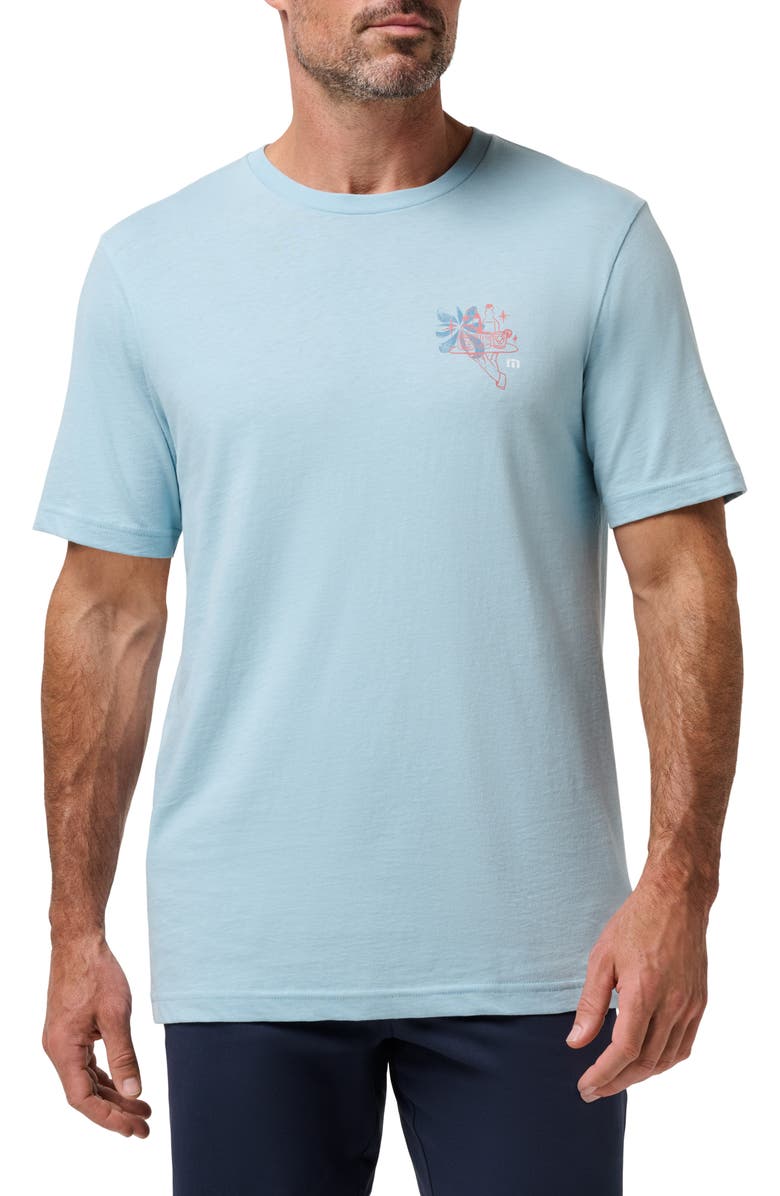 TravisMathew Social Call Graphic T-Shirt, Main, color, Forget Me Not