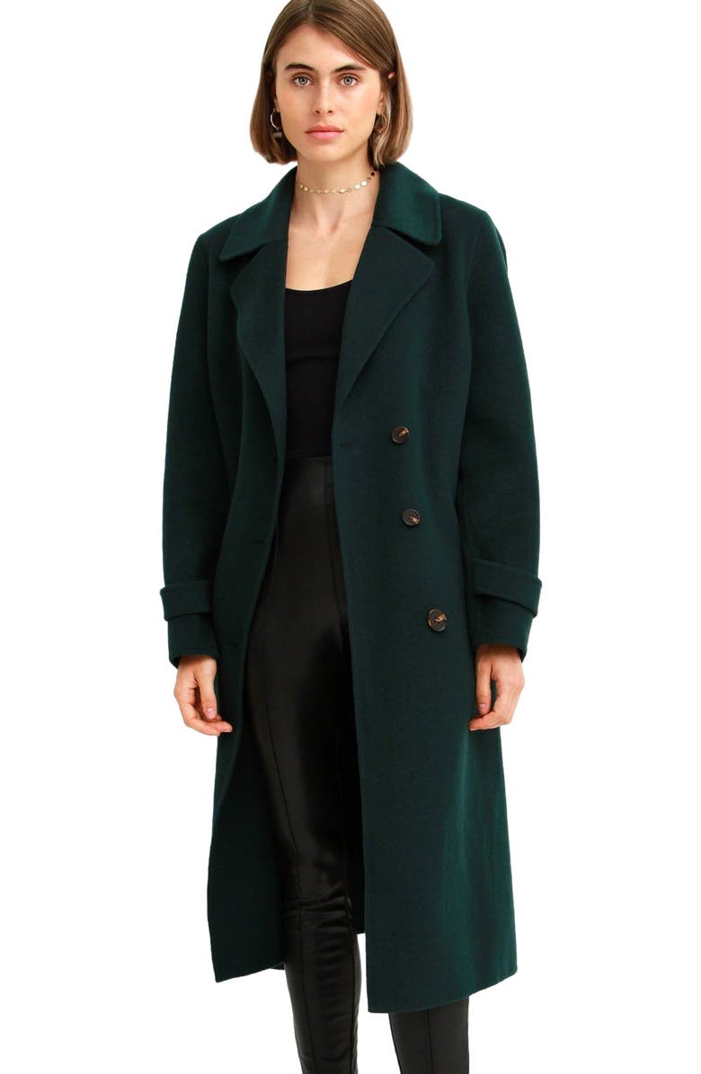 Belle & Bloom Front Runner Belted Coat, Alternate, color, Dark Green