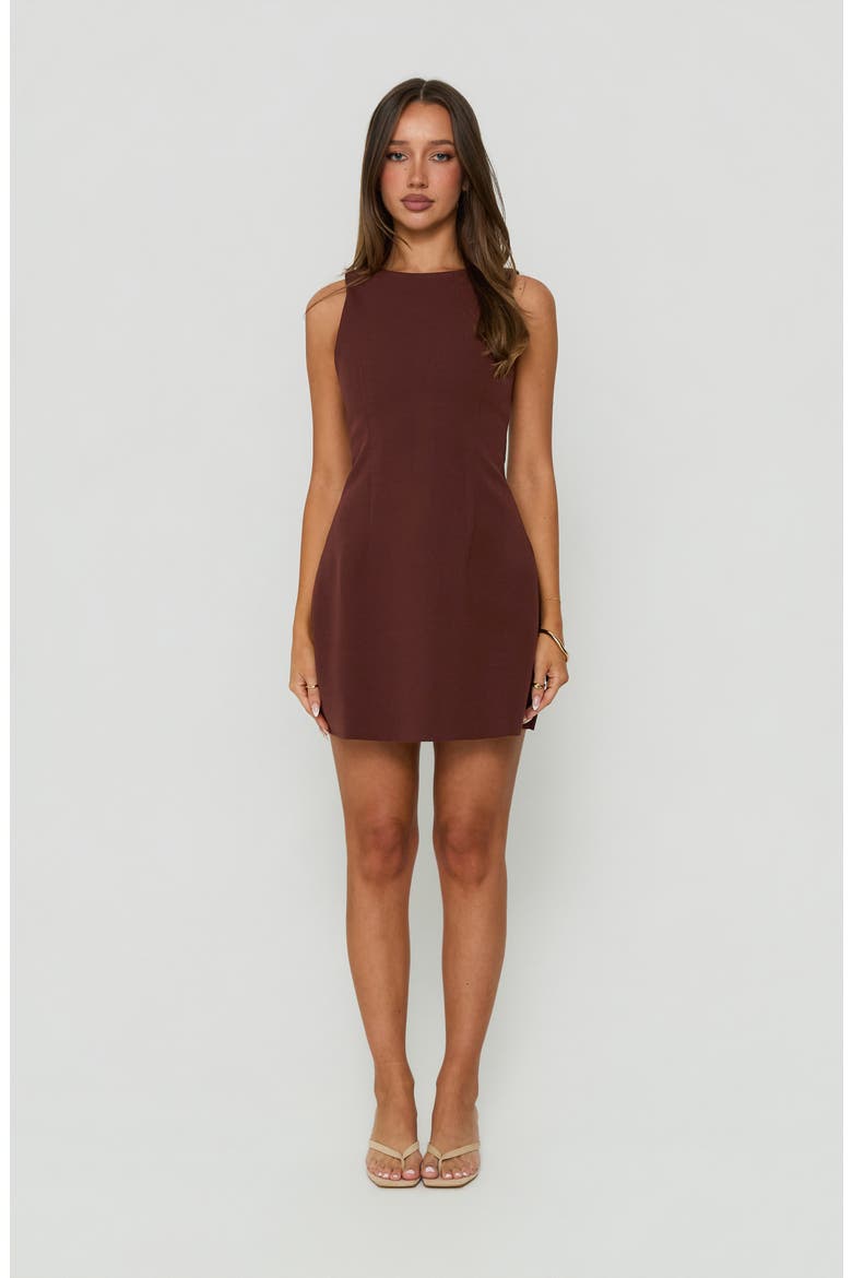 Anse Crewneck Minidress, Alternate, color, CHOCOLATE