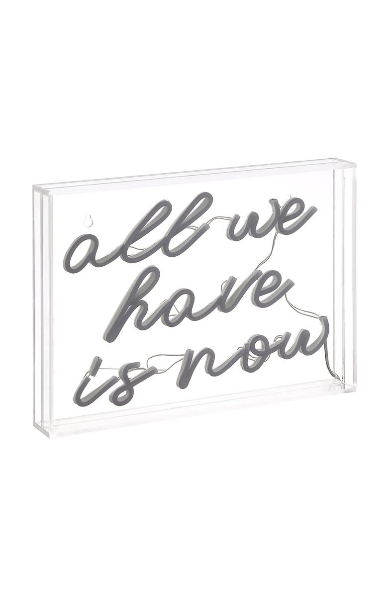 JONATHAN Y All X 10" Contemporary Glam Acrylic Box USB Operated LED Neon Light, Alternate, color, White