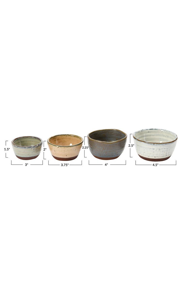 Storied Home Stoneware Bowls with Reactive Glaze Finish, Set of 4, Alternate, color, Grey