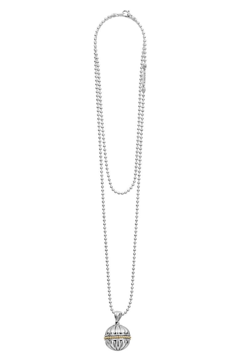 Caviar Talisman Beaded Band Ball Pendant Necklace, Main, color, SILVER/ 18K GOLD