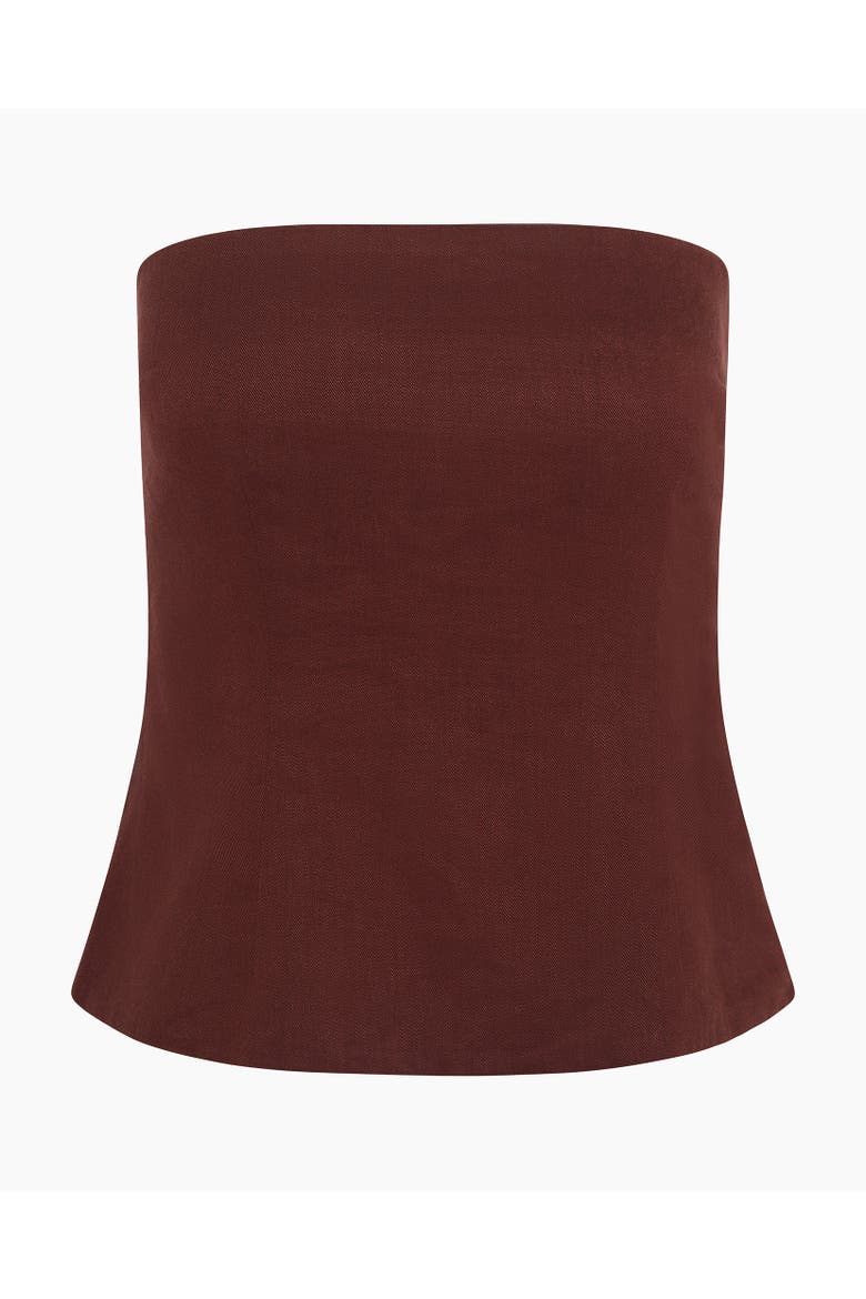 Strapless Peplum Top, Alternate, color, Cacao