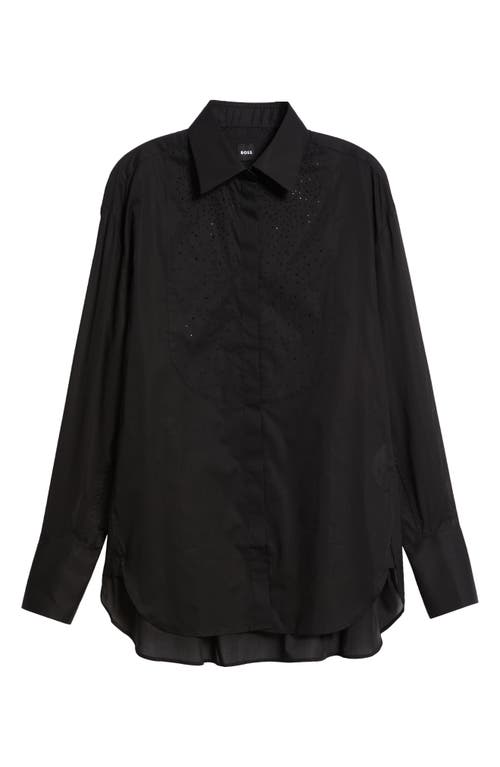 Hugo Boss Boss Bekani Sparkle Eyelet Bib Tuxedo Shirt In Black