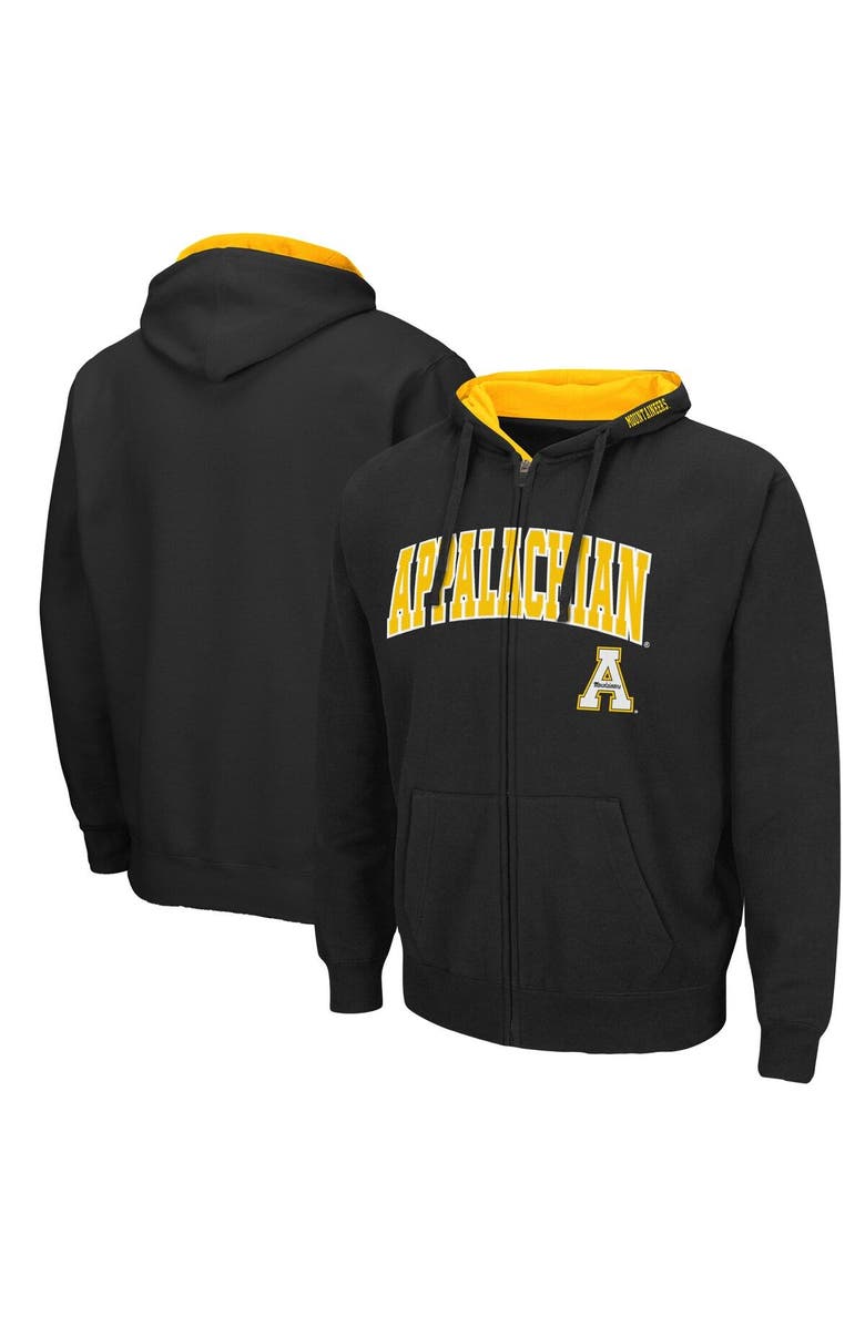 COLOSSEUM Men's Colosseum Black Appalachian State Mountaineers Arch & Logo 3.0 Full-Zip Hoodie, Main, color, Black