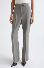 McQueen High Waist Plaid Wool Straight Leg Pants