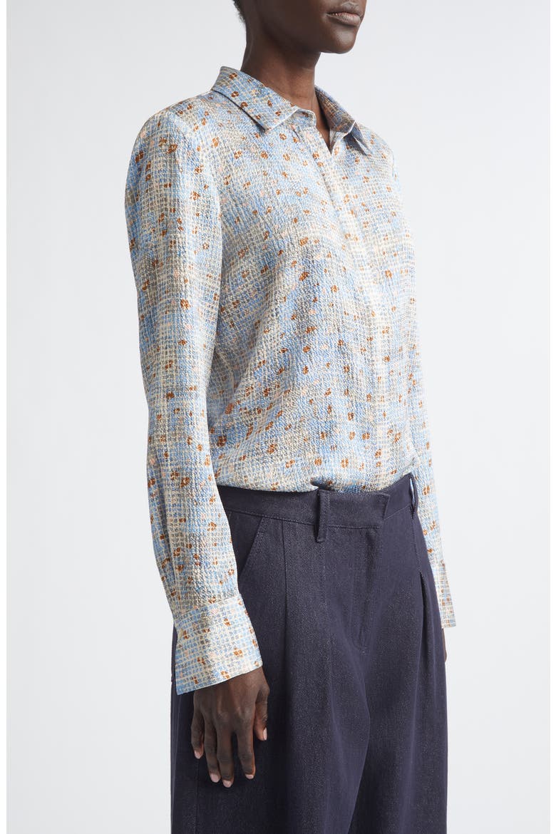Scottie Stretch Silk Button-Up Shirt, Alternate, color, BLUE OASIS MULTI