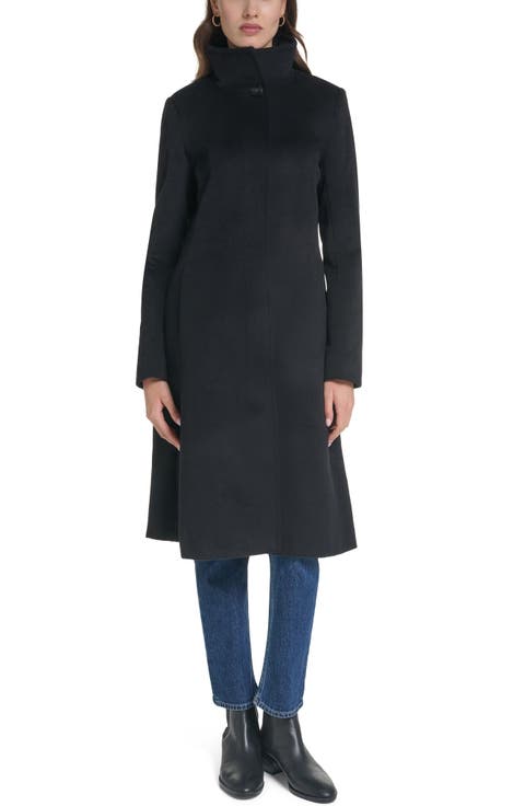 Stand Collar Wool Blend Coat