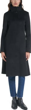Cole Haan Stand Collar Wool Blend Coat