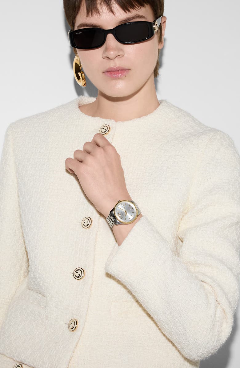 Gucci G-Timeless Bracelet Watch, Alternate, color, Gold/Silver