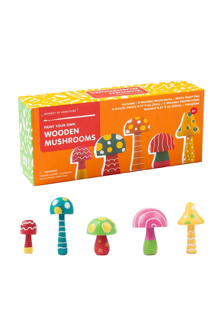 Paint Your Own Wooden Mushrooms, DIY Craft Kit, Kids 6+, Main, color, Multicolored