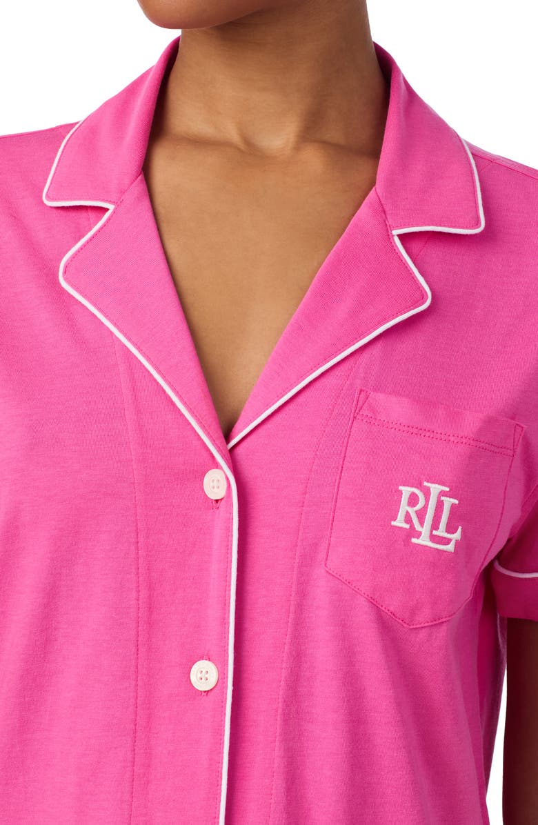 Lauren Ralph Lauren Notch Collar Boxer Short Pajamas, Alternate, color, Dark Pink