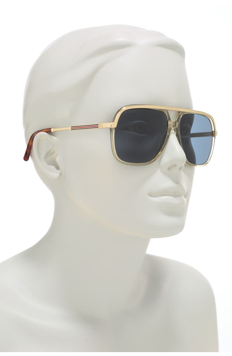 Gucci 57mm Square Pilot Sunglasses, Alternate, color,
