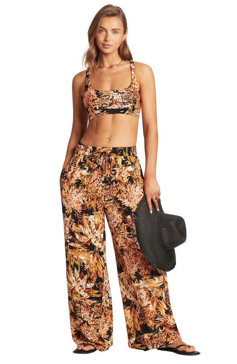 Sea Level Cover-Up Palazzo Pants, Alternate, color, 