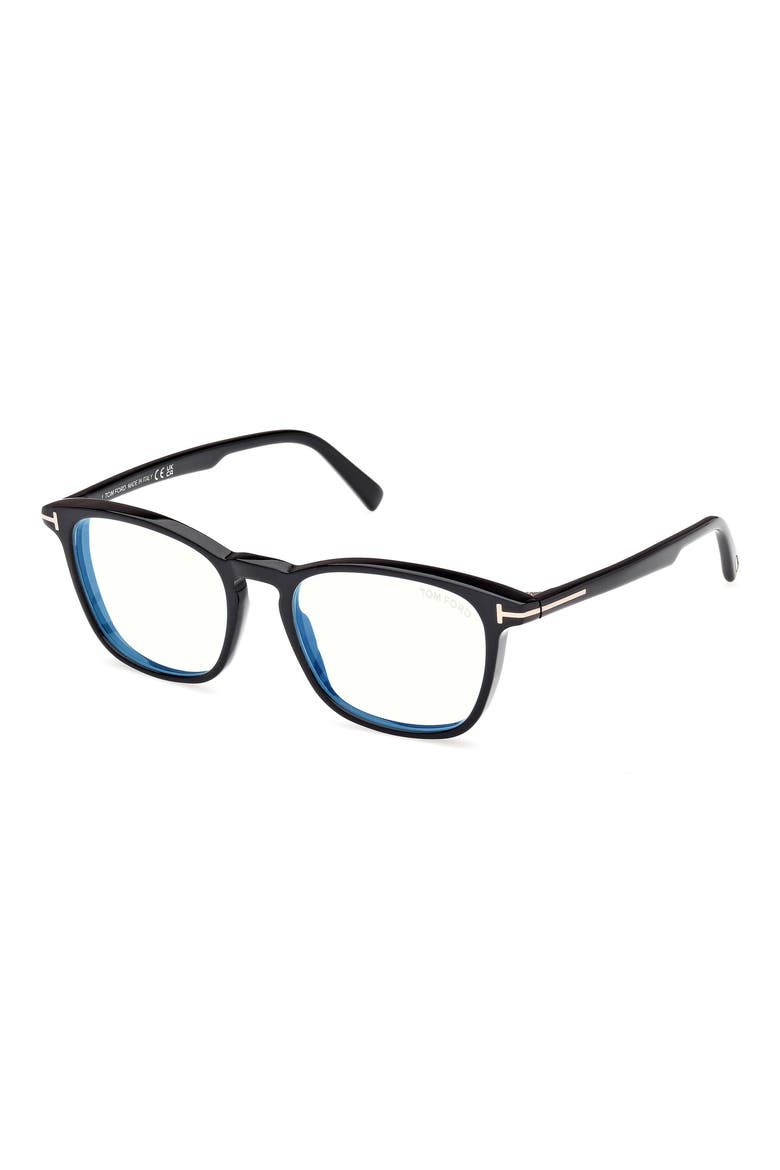 52mm Square Optical Glasses, Alternate, color, BLACK ECO / T LOGO