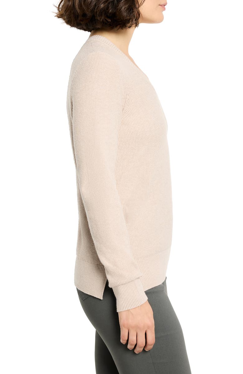 NIC+ZOE Waffle Stitch V-Neck Sweater, Alternate, color, Taupe