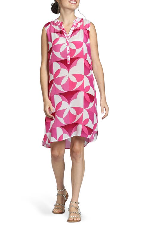 Apny Sleeveless Shift Dress In Pink Multi