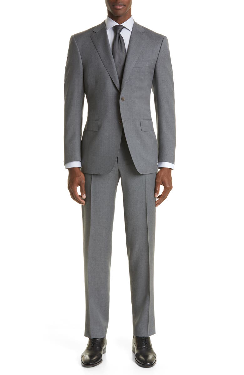 Canali Siena Solid Wool Suit, Main, color, 