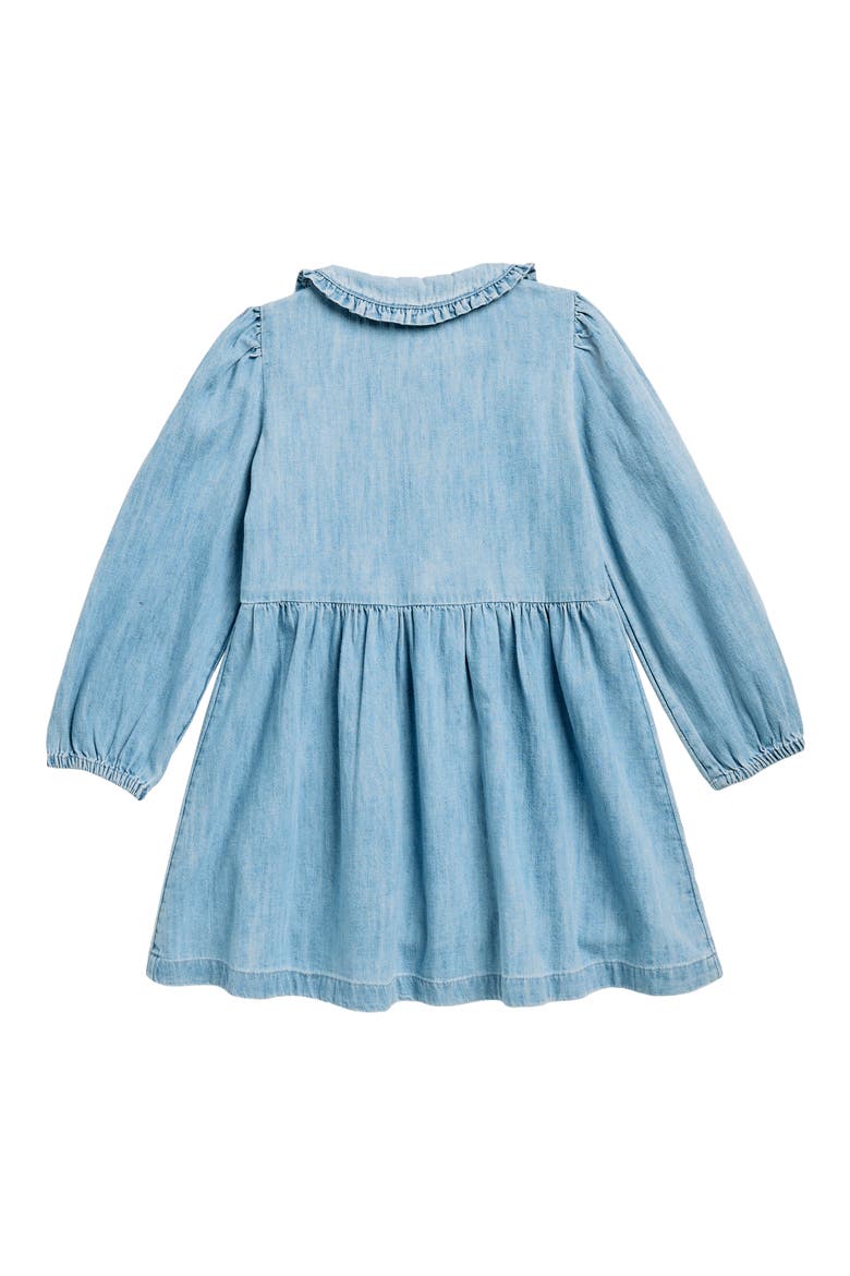 Kids' Ruffle Collar Cotton Dress, Alternate, color, LIGHT AQUAMARINE WASH
