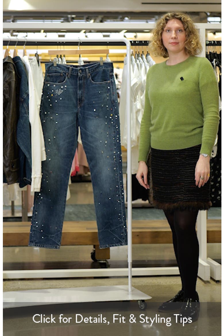Rhinestone Embellished High Waist Relaxed Straight Leg Jeans video