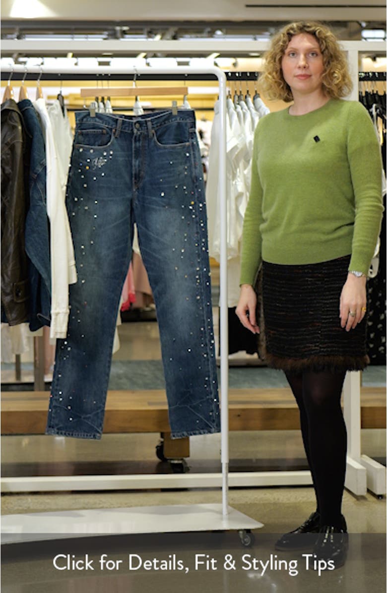 Rhinestone Embellished High Waist Relaxed Straight Leg Jeans, sales video thumbnail