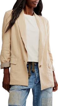 Free People Prep School Linen Blend Blazer