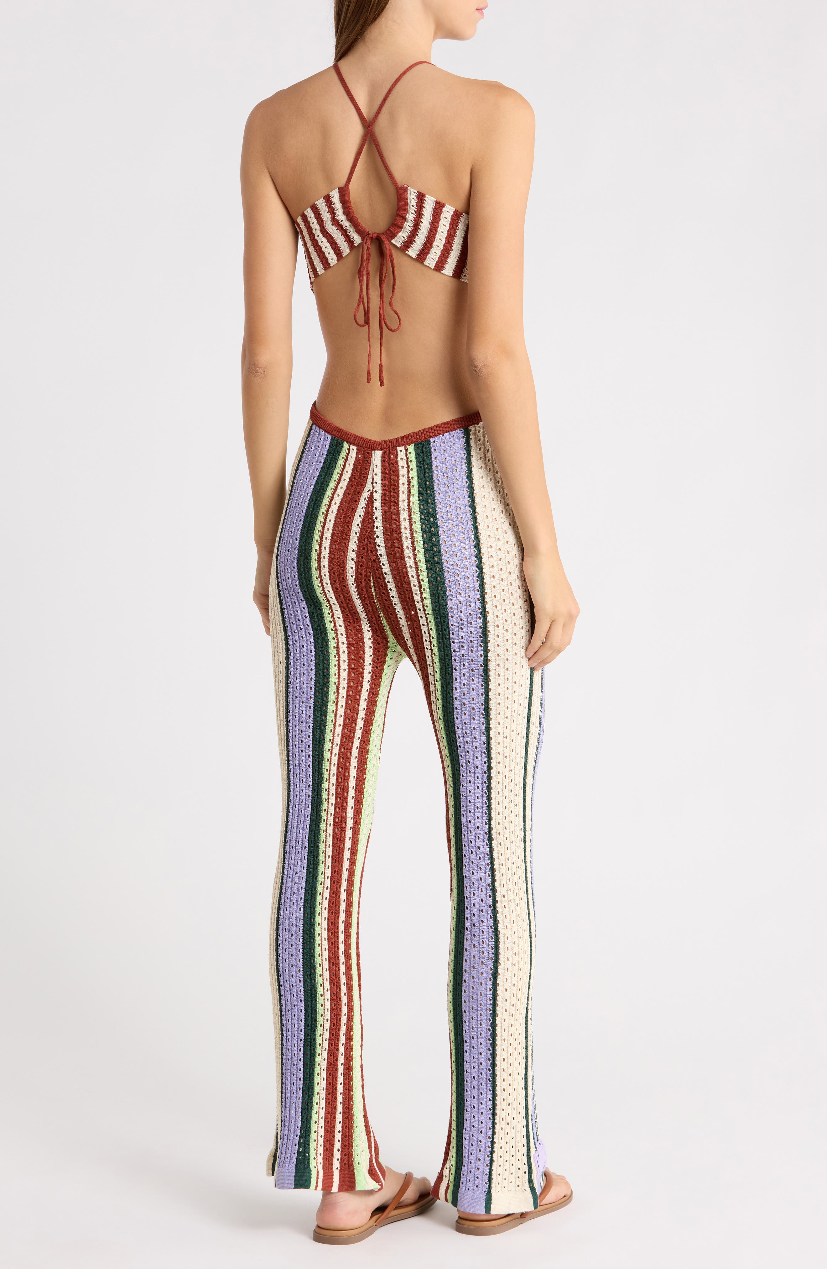 Roman Stripe Leave Cover-Up Dress